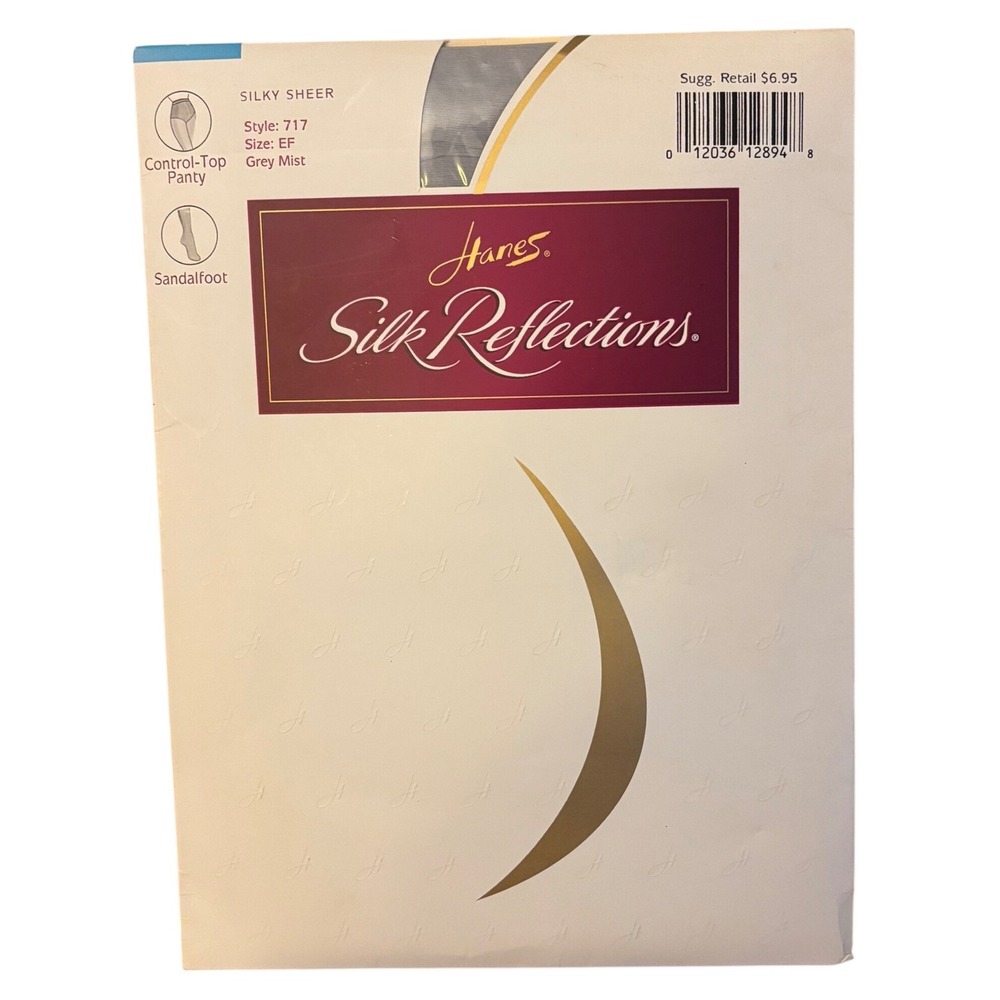 Hanes Silk Reflections Silky Sheer Pantyhose | Grey Mist Control Top‎ | Size EF
